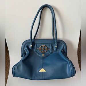 IMAN Blue Leather Handbag